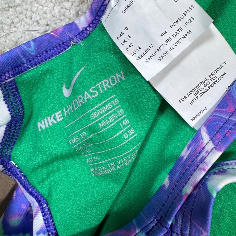 Nike Hydrastrong Swimsuit Women 36/10‎ Purple Multi One Piece Swim NESSE017 - Picture 5 of 5